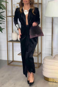 Classic Elegant Pleated Deep V Slit Party Maxi Dress