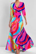 Temperament waist slim fit V-neck long sleeve dress