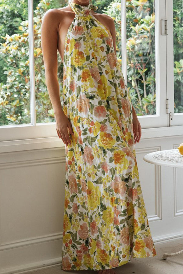 Fashion Halter Neck Long Backless Dress