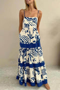 Elegant Ruffled With Floral Print Maxi Dress