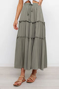 Selina Elasticised Waist Tiered Ruffle Midi Skirt